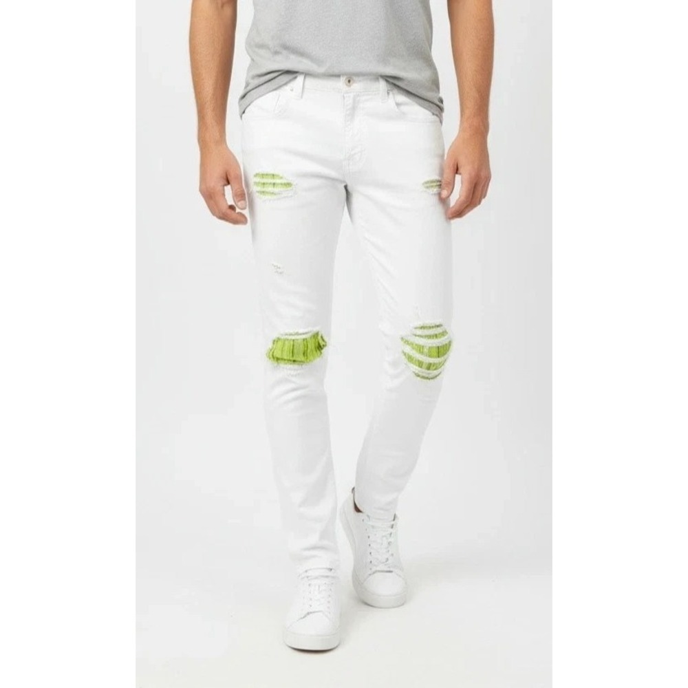 Monfrere Jagger Jeans Mens 29x32 White Rare Noho Slim Fit Distressed Skinny Leg